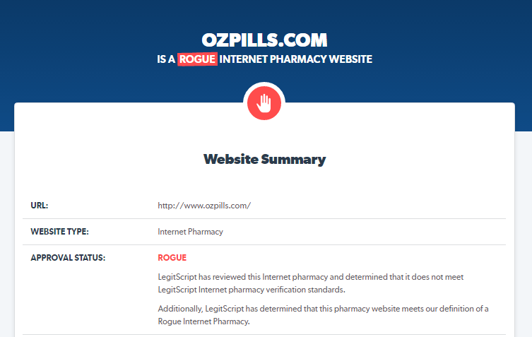 Ozpills.com Rogue Information Ozpills.com Rogue Information