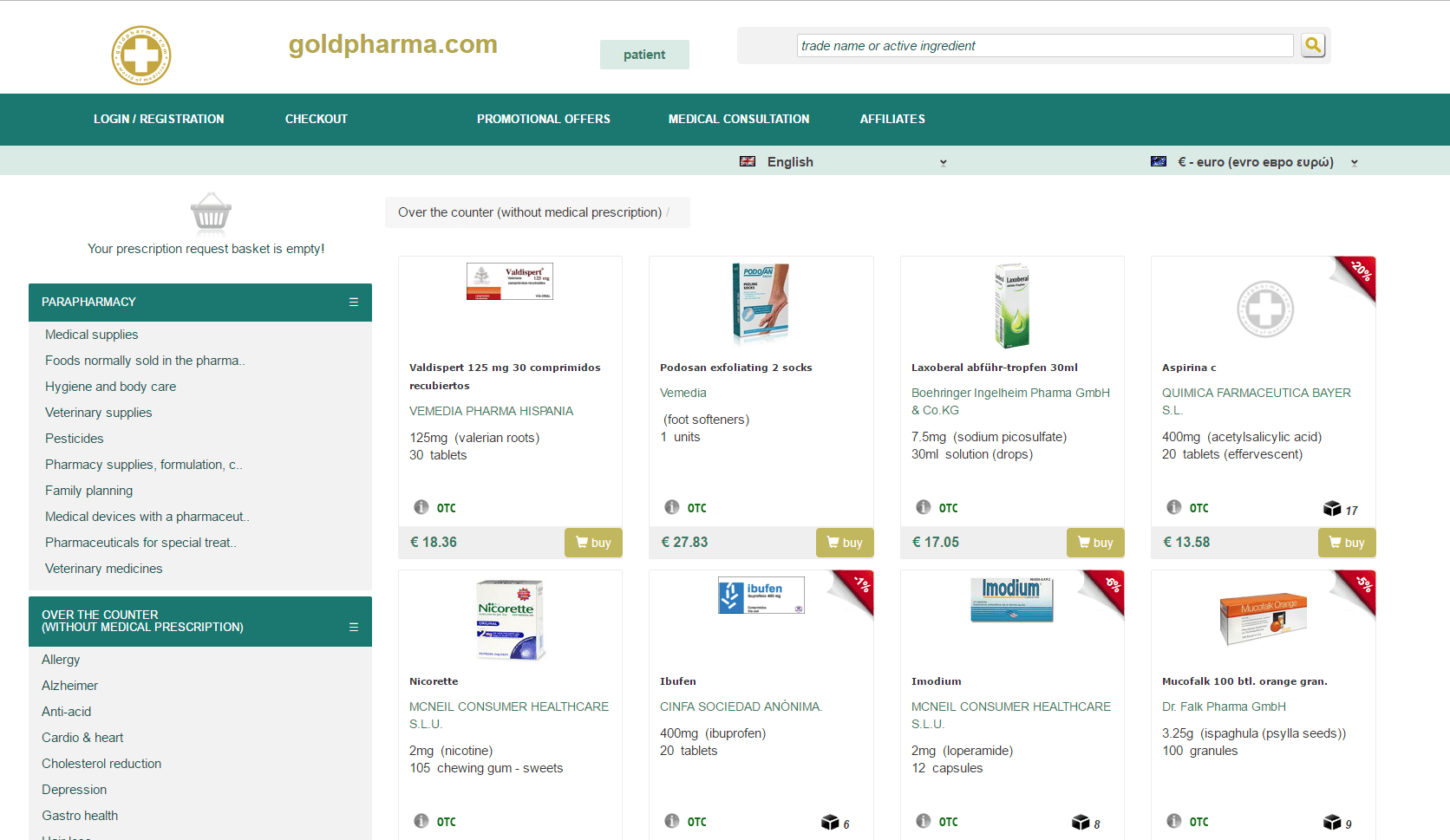 Goldpharma.com Main Page