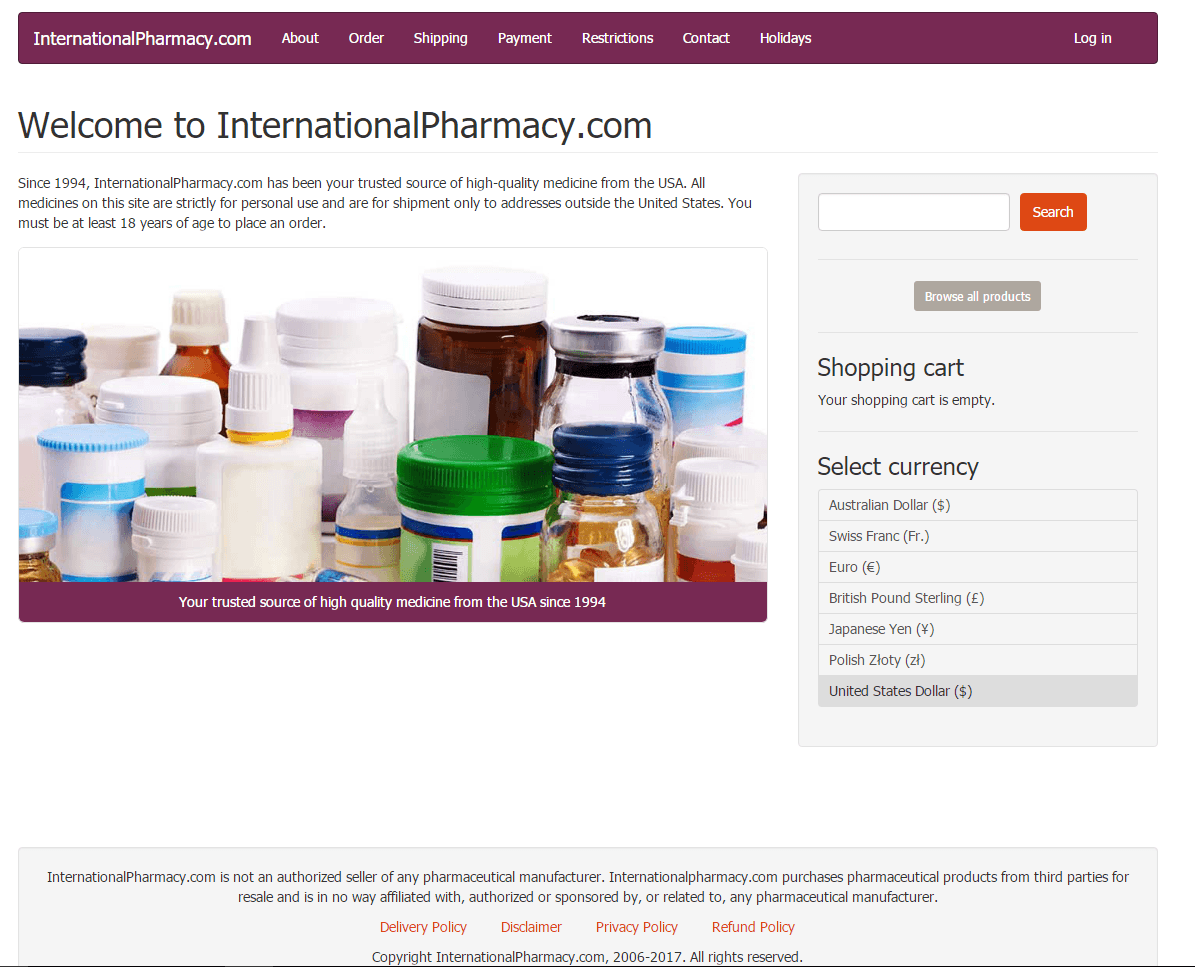 Internationalpharmacy.com Main Page