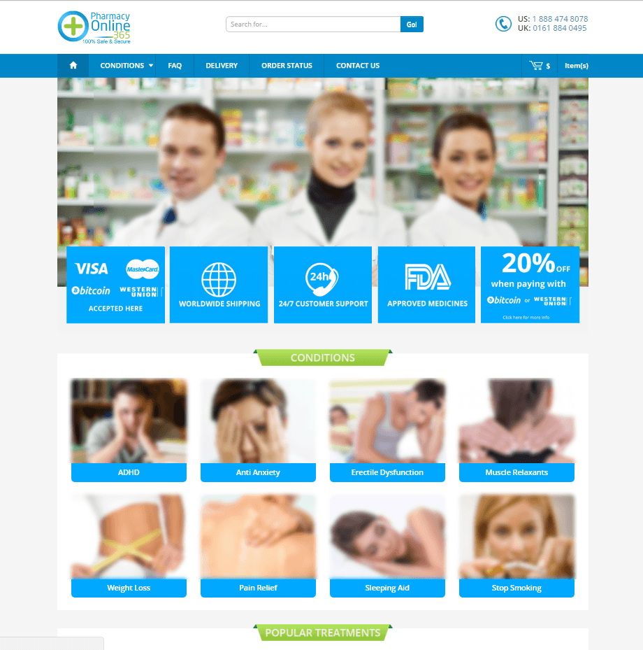 Pharmacyonline365.com Main Page
