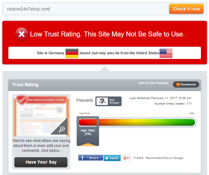 Rxstore24x7shop.com Trust Rating Rxstore24x7shop.com Trust Rating