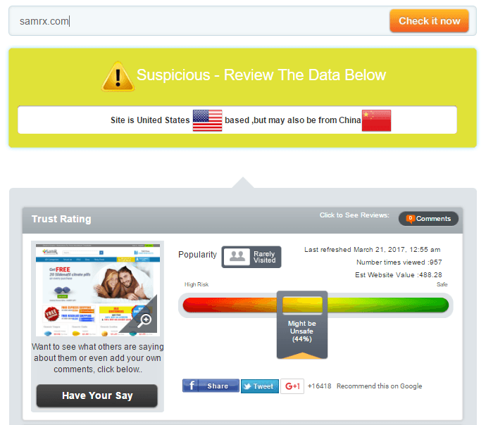 Samrx.com Trust Rating